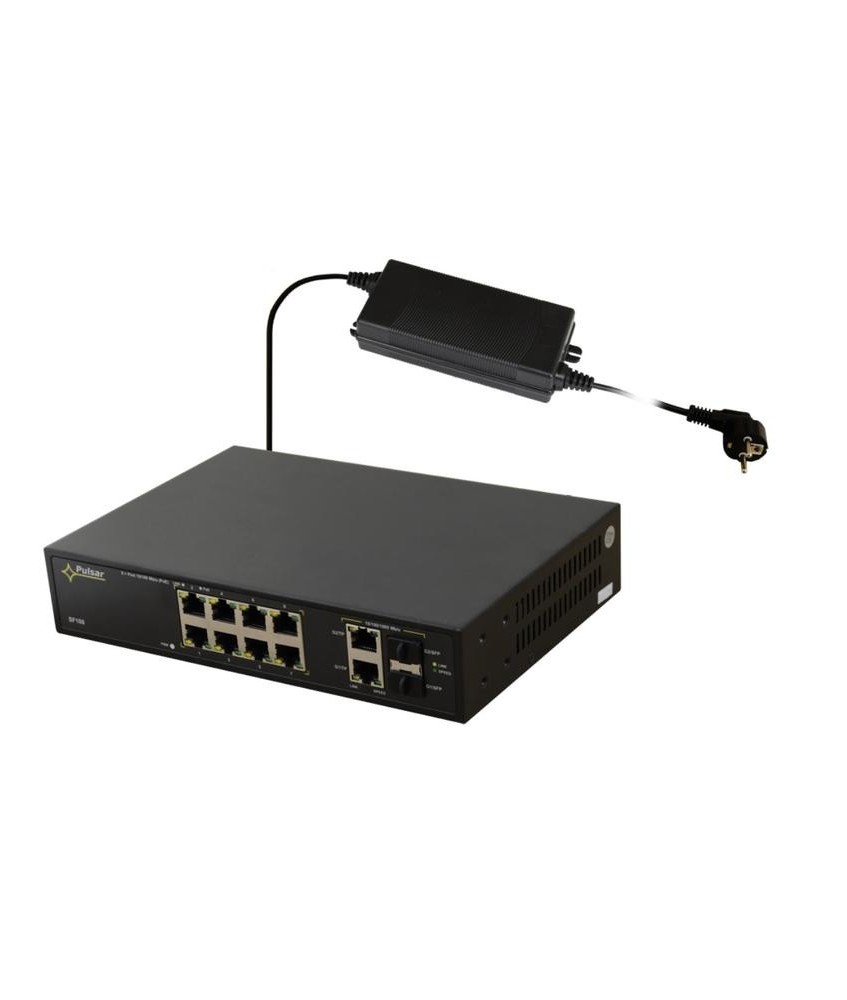 SWITCH POE PULSAR SF108-90W 10-PORTÓW (8xPoE + 2xUPLINK/2xSFP)