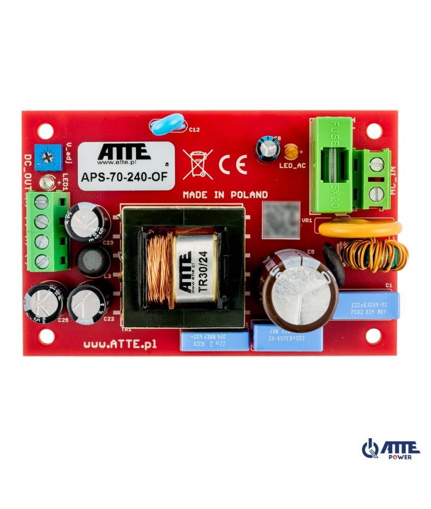 Zasilacz sieciowy SMPS 24V 3A 72W ATTE APS-70-240-OF