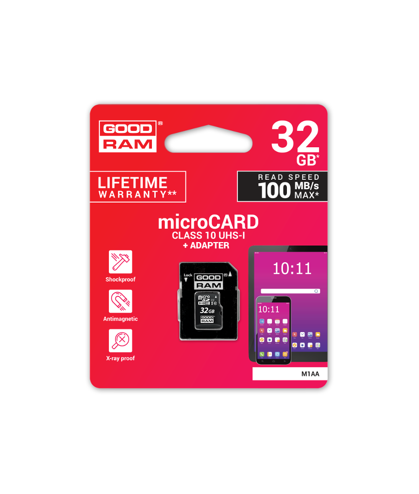 KARTA PAMIĘCI microSD GOODRAM UHS1 CL10 32GB + ADAPTER 100MB