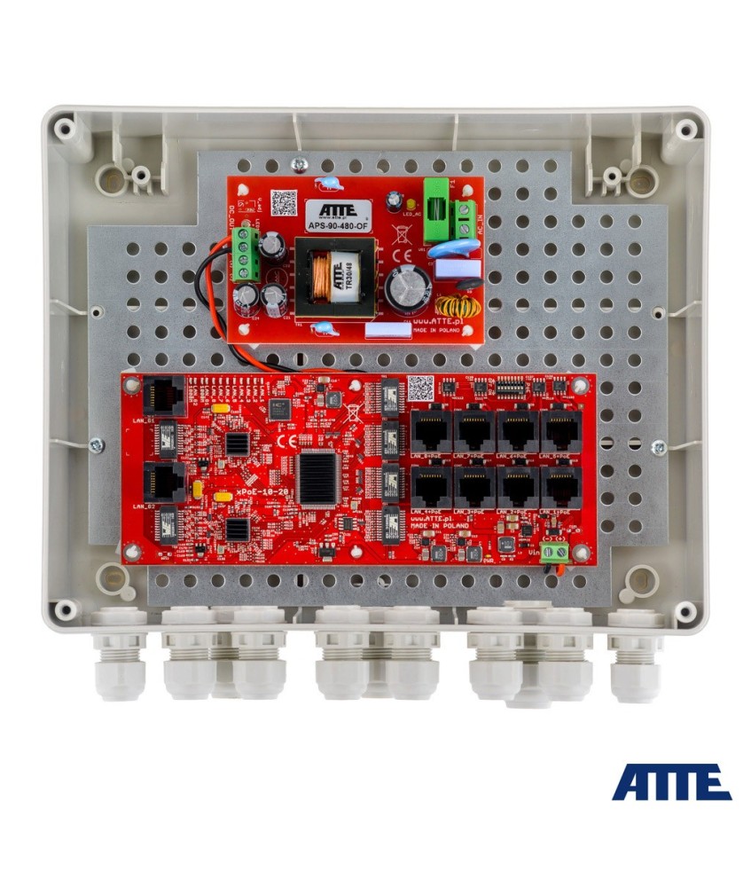 SWITCH ZEWNĘTRZNY 8-PORTOWY POE DO 8 KAMER IP ATTE IP-8-20-L2