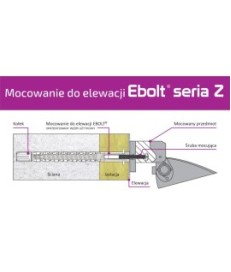 Kołek do mocowania na elewacji Ebolt 12*300 mm z gwintem wewnętrznym M5