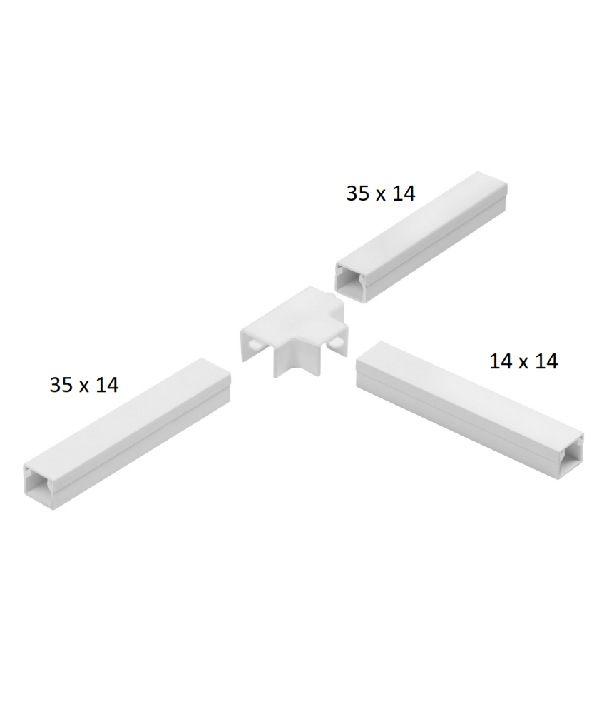 Osprzęt do listew elektroinstalacyjnych, trójnik redukcyjny BIAŁY LOR 35x14x35 (1szt.)