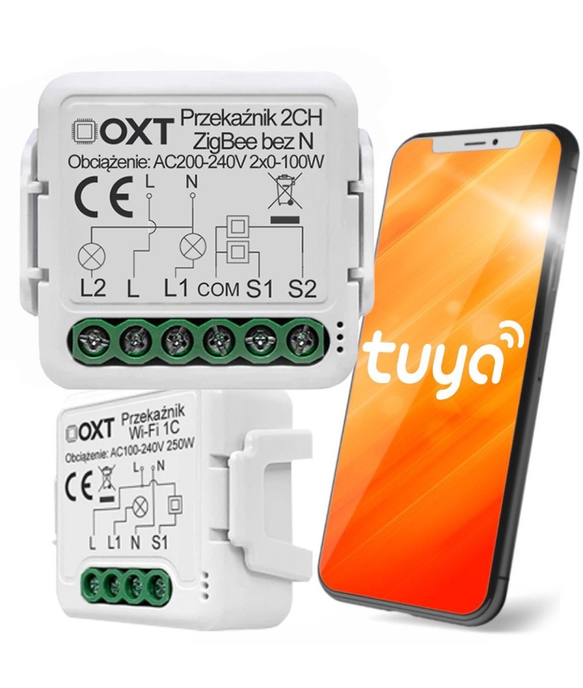 Moduł OXT mini 2 obwódy ZigBee bez N Tuya