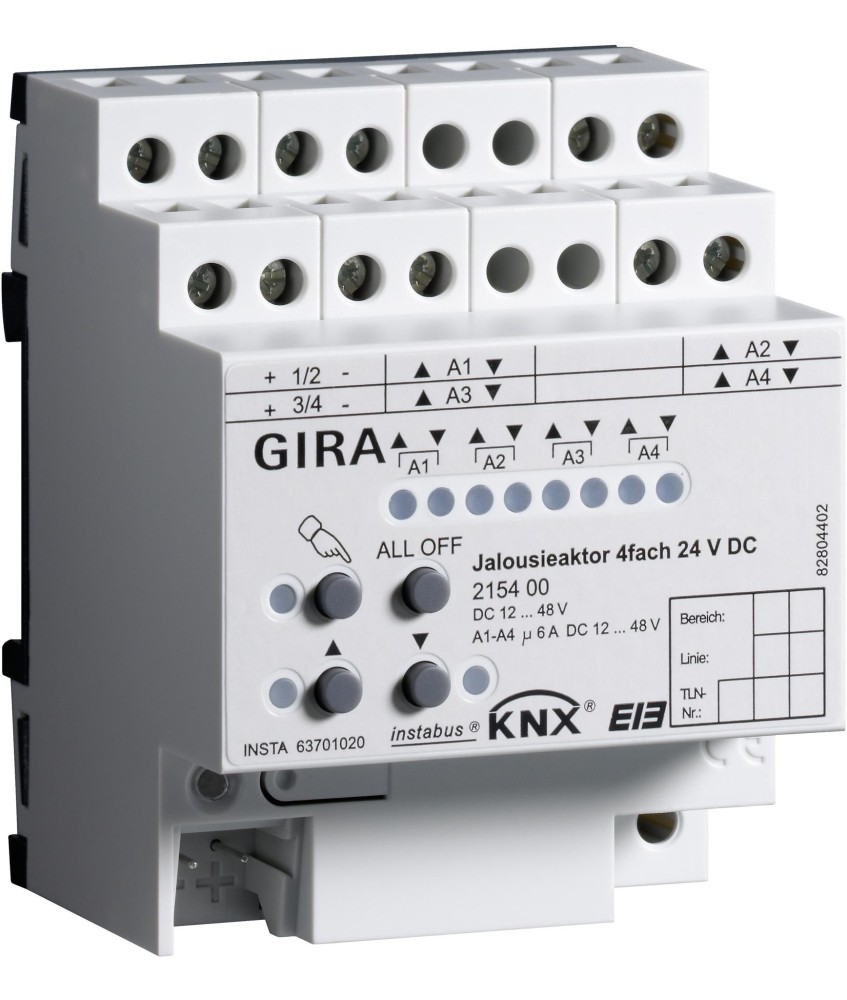 GIRA aktor żaluzjowy 4x DC 24 V KNX 215400