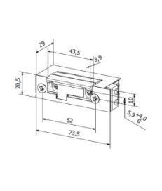 Elektrozaczep BIRA symetryczny ES1-001-KZ 12V AC/DC z kontrolą zamknięcia