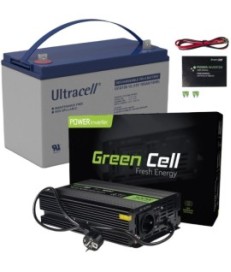 ZESTAW PRZETWORNICA Green Cell 12V- 230V 300W/600W CZYSTY SINUS + AKUMULATOR AGM ULTRACELL 12V 100Ah