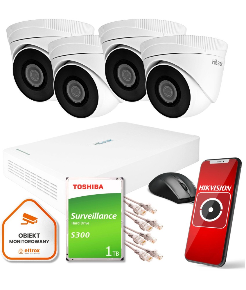 Zestaw monitoringu Hilook by Hikvision 4 kamer 1TB dysk