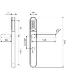 Klamka elektroniczna WFE L701 z klawiaturą 92mm INOX