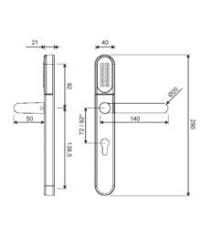 Klamka elektroniczna WFE L701 z klawiaturą 72mm INOX