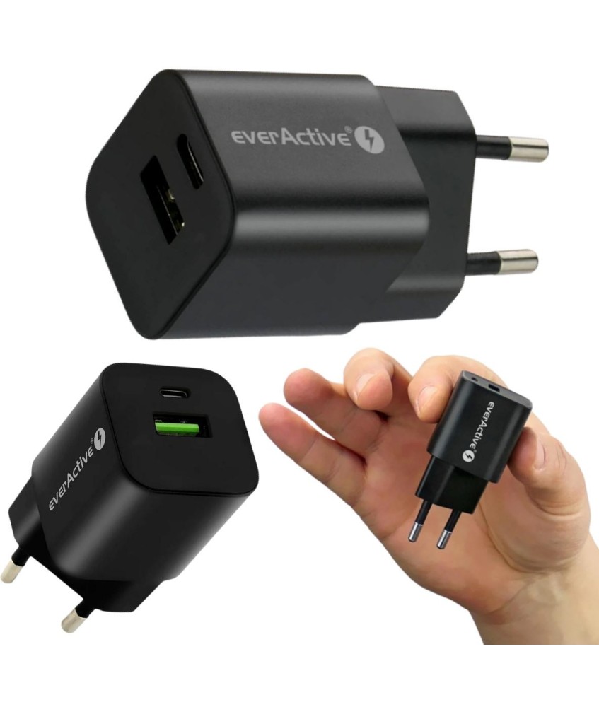 ŁADOWARKA SIECIOWA everActive GaN SC-390QB 30W 1xUSB-C 1xUSB-A PD PPS