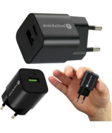 ŁADOWARKA SIECIOWA everActive GaN SC-390QB 30W 1xUSB-C 1xUSB-A PD PPS