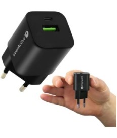 ŁADOWARKA SIECIOWA everActive GaN SC-390QB 30W 1xUSB-C 1xUSB-A PD PPS