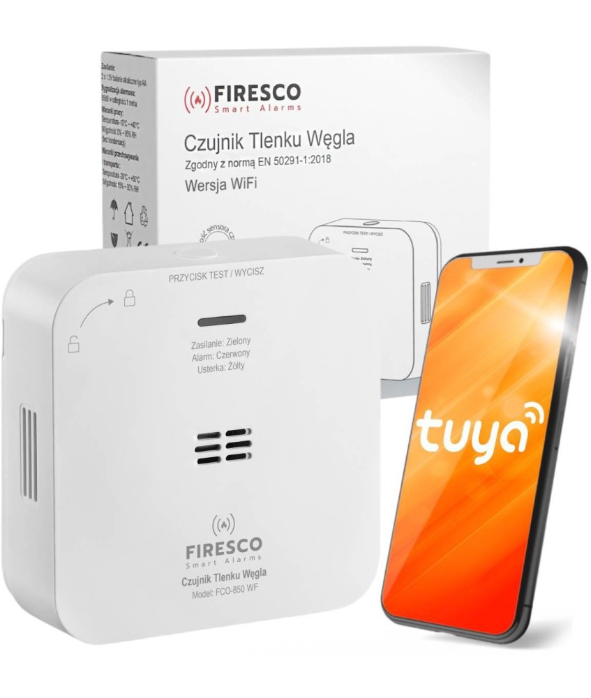 Czujnik czadu Firesco FCO-850 WF z WiFi aplikacja Tuya