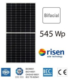 Moduł panel PV srebrna rama 545W RISEN RSM110-8-545 Bifacial 2384x1096x30mm