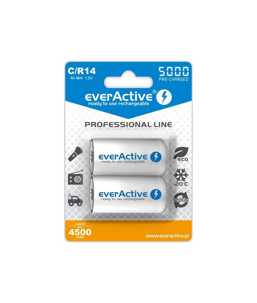 Akumulatorki C / R14 everActive Ni-MH Ni-MH 5000 mAh Professional line (box 2 szt.)