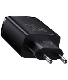 ŁADOWARKA SIECIOWA Baseus Compact Quick Charger CCXJ-E01 30W 2x USB-A 1x USB-C PD 3.0 QC 3.0 CZARNA