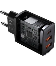 ŁADOWARKA SIECIOWA Baseus Compact Quick Charger CCXJ-E01 30W 2x USB-A 1x USB-C PD 3.0 QC 3.0 CZARNA