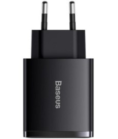 ŁADOWARKA SIECIOWA Baseus Compact Quick Charger CCXJ-E01 30W 2x USB-A 1x USB-C PD 3.0 QC 3.0 CZARNA