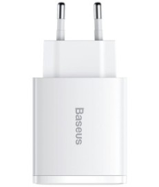 ŁADOWARKA SIECIOWA Baseus Compact Quick Charger CCXJ-E02 30W 2x USB-A 1x USB-C PD 3.0 QC 3.0 BIAŁA