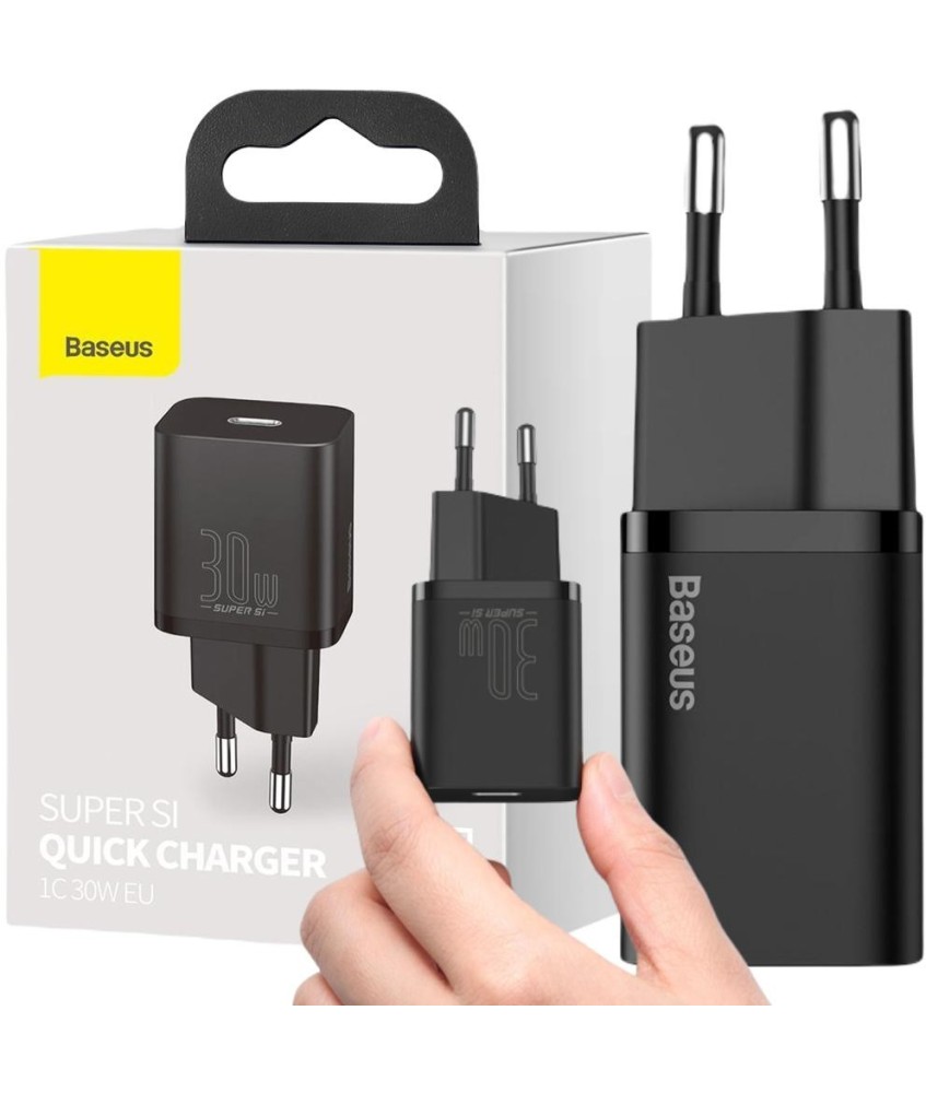 ŁADOWARKA SIECIOWA Baseus Super Si Quick Charger 1C CSUP-J01 30W 1x USB-C PD 3.0 QC 3.0 CZARNA