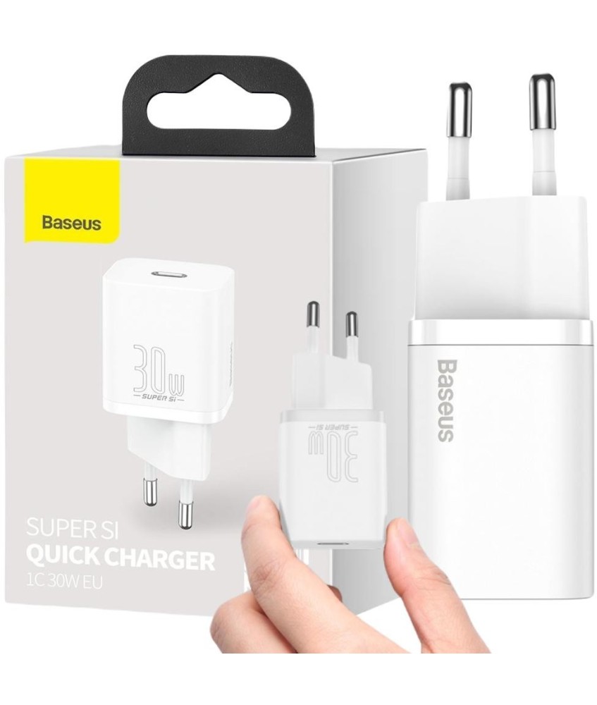 ŁADOWARKA SIECIOWA Baseus Super Si Quick Charger 1C CSUP-J02 30W 1x USB-C PD 3.0 QC 3.0 BIAŁA