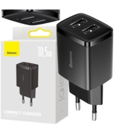 ŁADOWARKA SIECIOWA Baseus Compact Charger CCXJ010201 10.5W 2x USB-A CZARNA