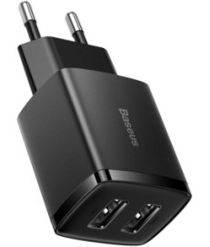 ŁADOWARKA SIECIOWA Baseus Compact Charger CCXJ010201 10.5W 2x USB-A CZARNA