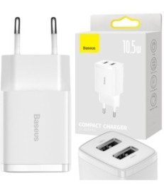 ŁADOWARKA SIECIOWA Baseus Compact Charger CCXJ010202 10.5W 2x USB-A BIAŁA