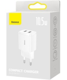 ŁADOWARKA SIECIOWA Baseus Compact Charger CCXJ010202 10.5W 2x USB-A BIAŁA