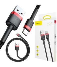 KABEL USB-A -  USB-C Baseus Cafule CATKLF-A91 50cm 3A QC 3.0 CZARNO-CZERWONY W OPLOCIE