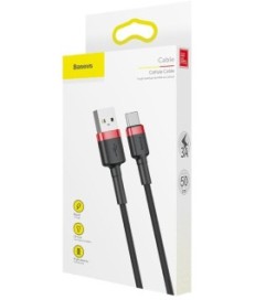 KABEL USB-A -  USB-C Baseus Cafule CATKLF-A91 50cm 3A QC 3.0 CZARNO-CZERWONY W OPLOCIE