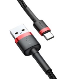 KABEL USB-A -  USB-C Baseus Cafule CATKLF-A91 50cm 3A QC 3.0 CZARNO-CZERWONY W OPLOCIE