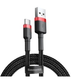 KABEL USB-A -  USB-C Baseus Cafule CATKLF-A91 50cm 3A QC 3.0 CZARNO-CZERWONY W OPLOCIE