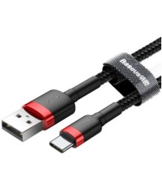 KABEL USB-A -  USB-C Baseus Cafule CATKLF-A91 50cm 3A QC 3.0 CZARNO-CZERWONY W OPLOCIE