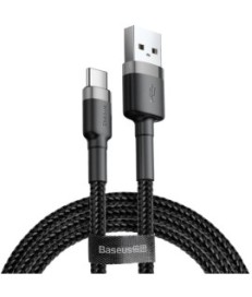 KABEL USB-A -  USB-C Baseus Cafule CATKLF-AG1 50cm 3A QC 3.0 CZARNO-SZARY W NYLONOWYM OPLOCIE