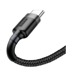 KABEL USB-A -  USB-C Baseus Cafule CATKLF-AG1 50cm 3A QC 3.0 CZARNO-SZARY W NYLONOWYM OPLOCIE