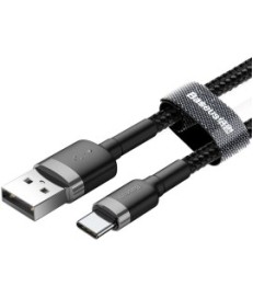 KABEL USB-A -  USB-C Baseus Cafule CATKLF-BG1 100cm 3A QC 3.0 CZARNO-SZARY W NYLONOWYM OPLOCIE