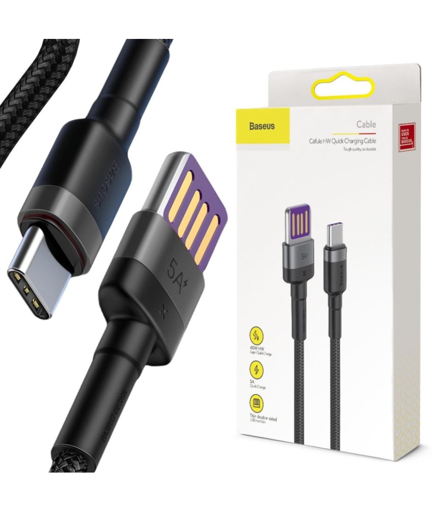 KABEL USB-A -  USB-C Baseus Cafule CATKLF-PG1 100cm SuperCharge 40W 5A QC 3.0 W OPLOCIE