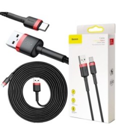 KABEL USB-A -  USB-C Baseus Cafule CATKLF-U91 300cm 2A QC 3.0 CZARNO-CZERWONY W OPLOCIE