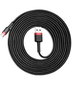 KABEL USB-A -  USB-C Baseus Cafule CATKLF-U91 300cm 2A QC 3.0 CZARNO-CZERWONY W OPLOCIE