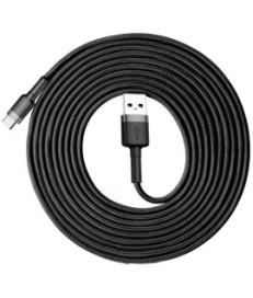 KABEL USB-A -  USB-C Baseus Cafule CATKLF-UG1 300cm 3A QC 3.0 CZARNO-SZARY W NYLONOWYM OPLOCIE