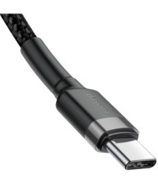 KABEL USB-C -  USB-C Baseus Cafule CATKLF-GG1 100cm 60W 3A PD 2.0 QC 3.0 CZARNO-SZARY W OPLOCIE