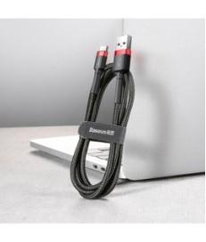 KABEL USB-A -  USB-C Baseus Cafule CATKLF-C91 200cm 2A QC 3.0 CZARNO-CZERWONY W OPLOCIE