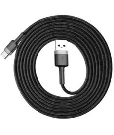 KABEL USB-A -  USB-C Baseus Cafule CATKLF-CG1 200cm 2A QC 3.0 CZARNO-SZARY W NYLONOWYM OPLOCIE