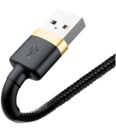 KABEL USB-A -  Lightning / iPhone Baseus Cafule CALKLF-BV1 100cm Apple 2.4A CZARNO-ZŁOTY W OPLOCIE