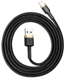 KABEL USB-A -  Lightning / iPhone Baseus Cafule CALKLF-BV1 100cm Apple 2.4A CZARNO-ZŁOTY W OPLOCIE