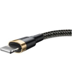 KABEL USB-A -  Lightning / iPhone Baseus Cafule CALKLF-BV1 100cm Apple 2.4A CZARNO-ZŁOTY W OPLOCIE