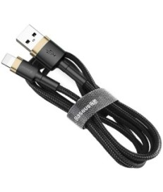 KABEL USB-A -  Lightning / iPhone Baseus Cafule CALKLF-BV1 100cm Apple 2.4A CZARNO-ZŁOTY W OPLOCIE