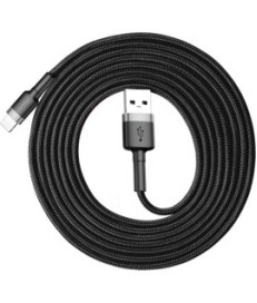 KABEL USB-A -  Lightning / iPhone Baseus Cafule CALKLF-CG1 200cm Apple 1.5A CZARNO-SZARY W OPLOCIE