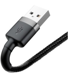 KABEL USB-A -  Lightning / iPhone Baseus Cafule CALKLF-CG1 200cm Apple 1.5A CZARNO-SZARY W OPLOCIE